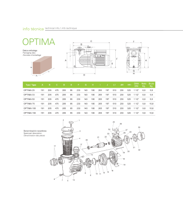Bomba Piscina Optima 33M 0.33HP