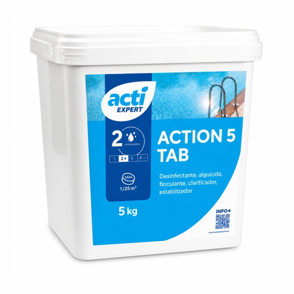 Cloro en Pastillas de 200 g Multiacción 5 kg Acti Action 5 Tab